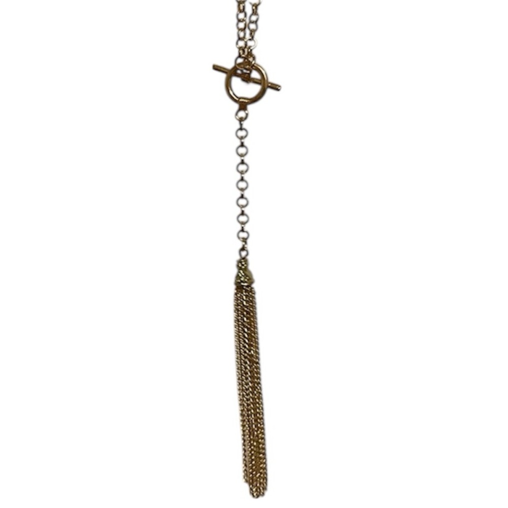 Long Lariat Tassel Necklace Toggle T-bar Clasp Gold Plated Alloy Silver - Picture 3 of 4